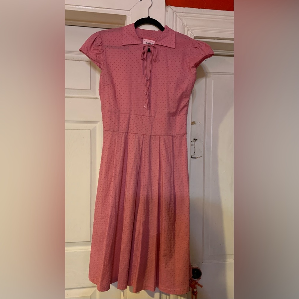 EC Star Swiss dot rockabilly pinup vintage dress L